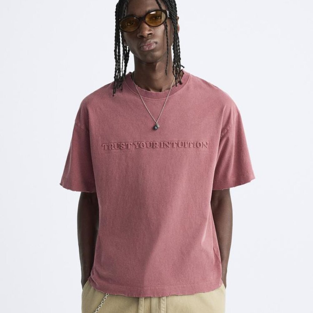 Zara RAISED TEXT T-SHIRT